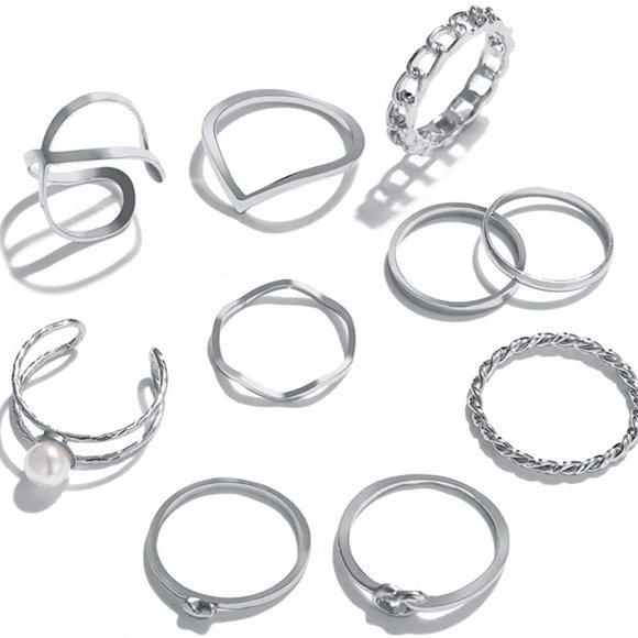 Stackable Rings Set for Women, Bohemian Silver - Picture 6 of 6